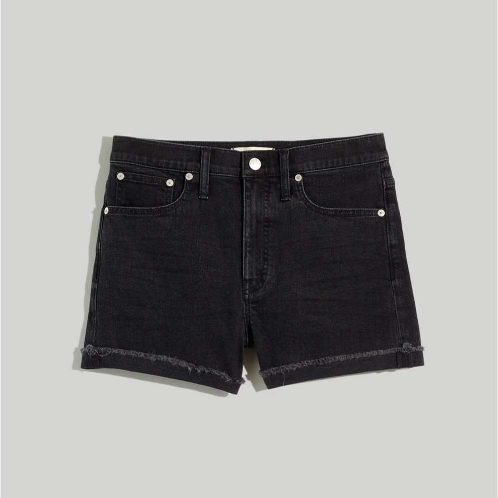 Madewell Black High-Rise Denim Shorts, Lunar Wash, Size 25